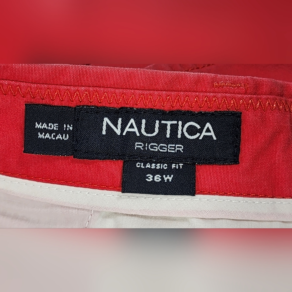 💪 NAUTICA RIGGER CLASSIC FIT MEN'S SHORTS SIZE 36, RED 💪 - Picture 10 of 10